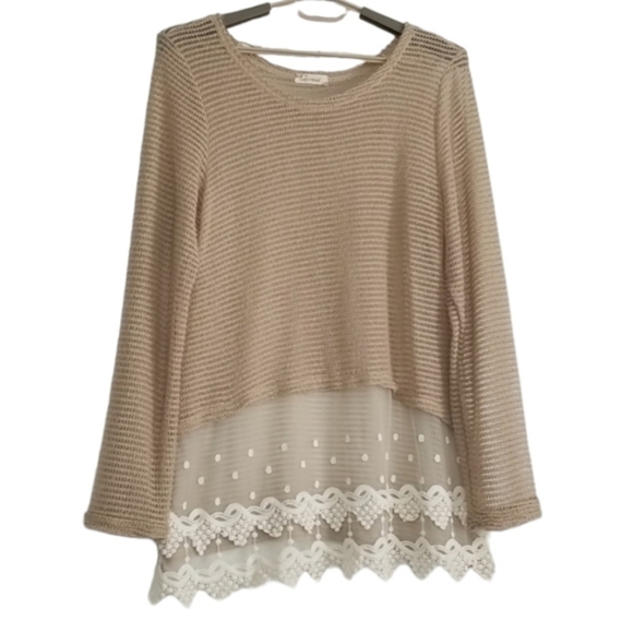 Lady's World oversized blouse in brown and white - Picture 1 of 8